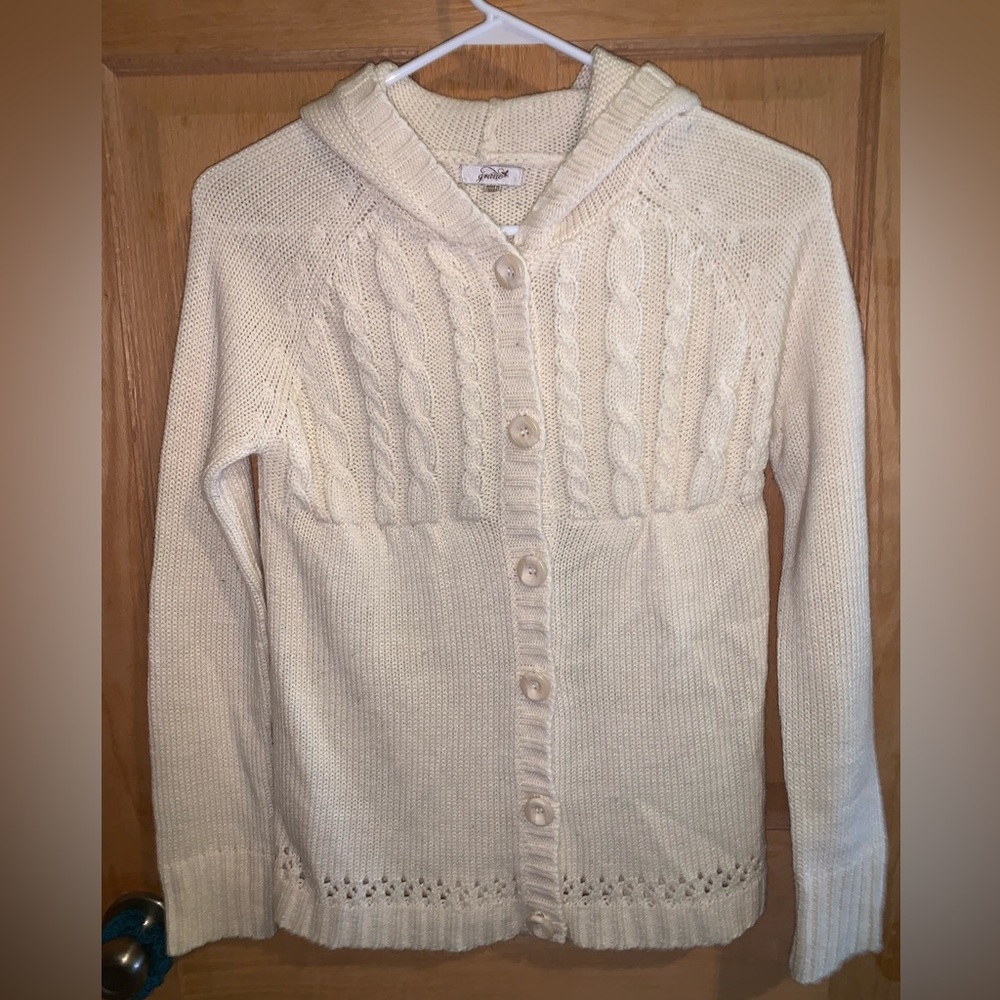 White Knit Button Up Cardigan
